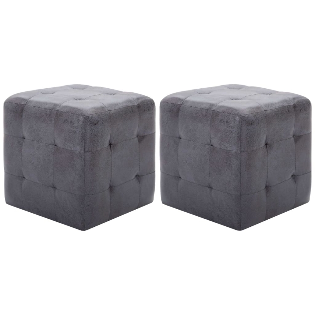 Comodini 2 pz Grigio 30x30x30 cm in Similpelle Scamosciata