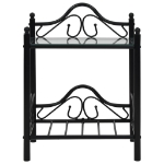 Comodini Set 2pz in Acciaio e Vetro Temperato 45x30,5x60cm Nero