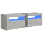 Comodini 2 pz con Luci a LED Grigio Cemento 60x35x40 cm