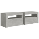 Comodini 2 pz con Luci a LED Grigio Cemento 60x35x40 cm