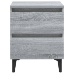 Comodino con Gambe in Metallo Grigio Sonoma 40x35x50 cm