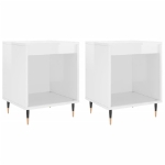 Comodini 2pz Bianco Lucido 40x35x50 cm in Legno Multistrato