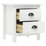 Comodino Hill Bianco 46x35x49,5 cm Legno Massello di Pino