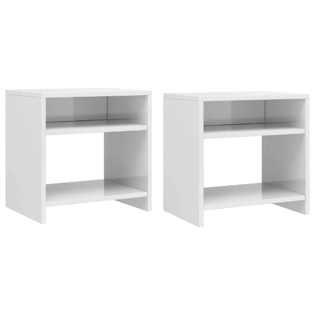 Comodini 2 pz Bianco Lucido 40x30x40 cm in Legno Multistrato