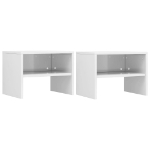 Comodini 2 pz Bianco Lucido 40x30x30 cm in Legno Multistrato