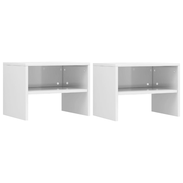 Comodini 2 pz Bianco Lucido 40x30x30 cm in Legno Multistrato