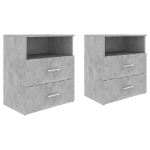 Comodini 2 pz Grigio Cemento 50x32x60 cm