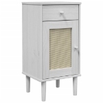 Comodino SENJA Aspetto Rattan Bianco 40x35x80 cm in Legno Pino