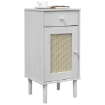 Comodino SENJA Aspetto Rattan Bianco 40x35x80 cm in Legno Pino