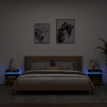 Comodini con Luci LED 2pz Rovere Fumo 40x39x48,5 cm