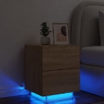 Comodino con Luci LED Rovere Sonoma in Legno Multistrato