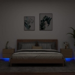 Comodini a Parete con luci LED 2 pz Rovere Sonoma