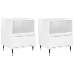 Comodini 2pz Bianco Lucido 40x35x50 cm in Legno Multistrato