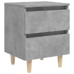 Comodini con Gambe Pino Massello 2pz Grigio Cemento 40x35x50 cm