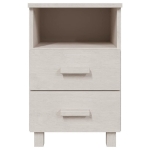 Comodino HAMAR Bianco 40x35x62 cm in Legno Massello di Pino