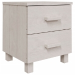 Comodino HAMAR Bianco 40x35x44,5 cm in Legno Massello di Pino