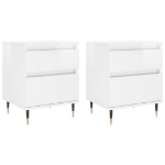 Comodini 2pz Bianco Lucido 40x35x50 cm in Legno Multistrato