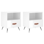 Comodini 2 pz Bianco Lucido 40x35x47,5 cm in Legno Multistrato