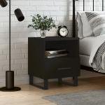 Comodino Nero 40x35x47,5 cm in Legno Multistrato