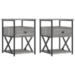 Comodini 2 pz Grigio Sonoma 40x42x55 cm in Legno Multistrato