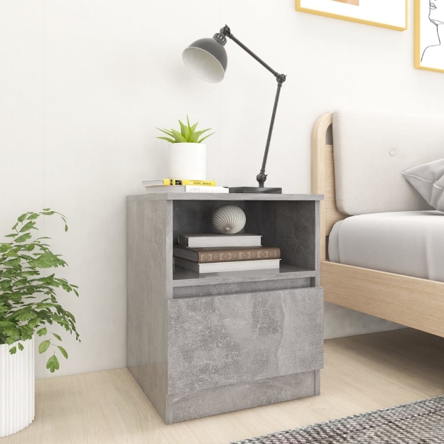 Comodini 2 pz Grigio Cemento 40x40x50 cm in Legno Multistrato