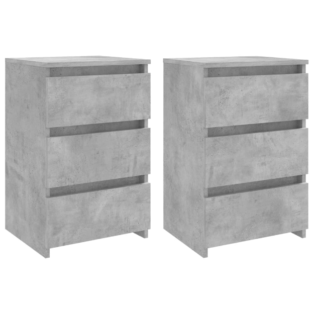 Comodini 2pz Grigio Cemento 40x35x62,5 cm in Legno Multistrato