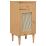 Comodino SENJA Aspetto Rattan Marrone 40x35x80 cm in Legno Pino