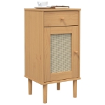 Comodino SENJA Aspetto Rattan Marrone 40x35x80 cm in Legno Pino