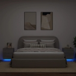 Comodini con Luci LED 2pz Grigio Sonoma in Legno Multistrato