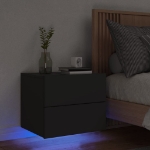 Comodino a Parete con Luci LED Nero