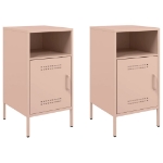 Comodini 2pz Rosa 36x39x68cm in Acciaio Laminato a Freddo