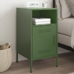 Comodino Verde Oliva 36x39x68 cm in Acciaio Laminato a Freddo