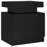 Comodino Nero Lucido 45x35x52 cm in Legno Multistrato