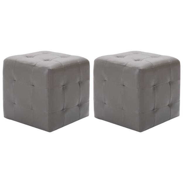 Comodini 2 pz Grigio 30x30x30 cm in Similpelle