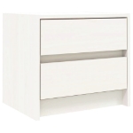 Comodino Bianco 40x31x35,5 cm in Legno Massello di Pino