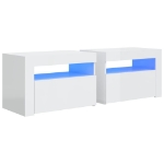 Comodini 2 pz con Luci a LED Bianco Lucido 60x35x40 cm