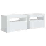 Comodini 2 pz con Luci a LED Bianco Lucido 60x35x40 cm