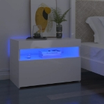 Comodini con Luci LED 2 pz Bianco Lucido 60x35x40 cm