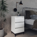 Comodino con Gambe in Metallo Bianco Lucido 40x35x69 cm