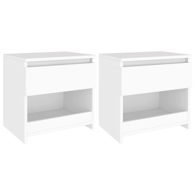 Comodini 2 pz Bianco 40x30x39 cm in Legno Ingegnerizzato