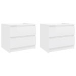 Comodini 2pz Bianco Lucido 50x39x43,5 cm in Legno Multistrato