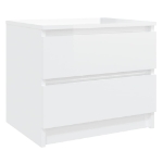 Comodini 2pz Bianco Lucido 50x39x43,5 cm in Legno Multistrato