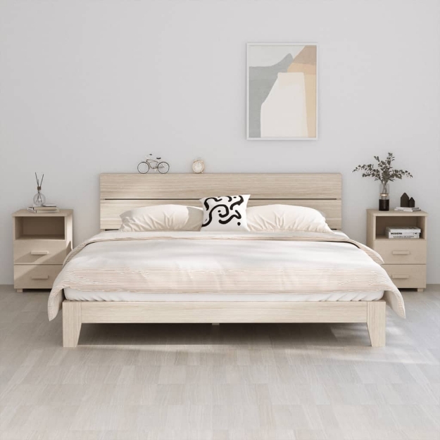 Comodini HAMAR 2 pz Miele 40x35x62 cm Legno Massello di Pino