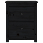 Comodino Nero 50x35x61,5 cm in Legno Massello di Pino