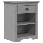 Comodino BODO 53x38,5x67 cm in Legno Massello di Pino Grigio