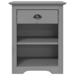 Comodino BODO 53x38,5x67 cm in Legno Massello di Pino Grigio