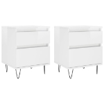 Comodini 2pz Bianco Lucido 40x35x50 cm in Legno Multistrato