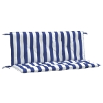 Cuscini Panca Giardino 2pz Righe Bianche Blu 120x50x7cm Tessuto