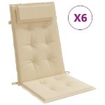 Cuscini per Sedia con Schienale Alto 6 pz Beige Tessuto Oxford