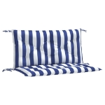 Cuscini Panca Giardino 2pz Righe Bianche Blu 100x50x7cm Tessuto